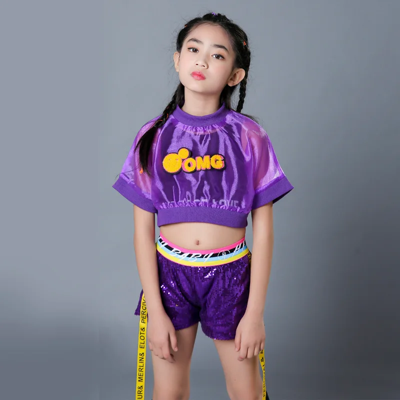 Girls' Summer Clothes Performance  Girls' Dance Clothes Korean Version Hip Hop Suit Jazz Dance Dress