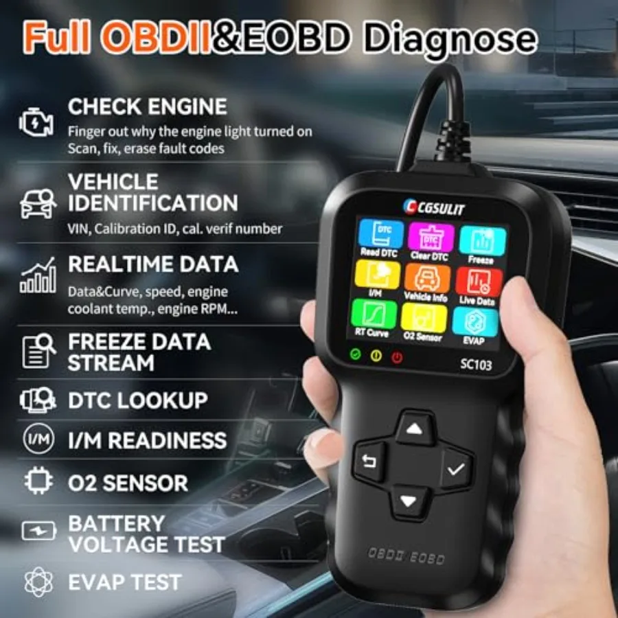 OBD2 Scanner SC103 Auto Code Reader Diagnose Check Engine Licht Smog Check DTCs Scan Tool Live Daten Stream Spannung Test für Vehi