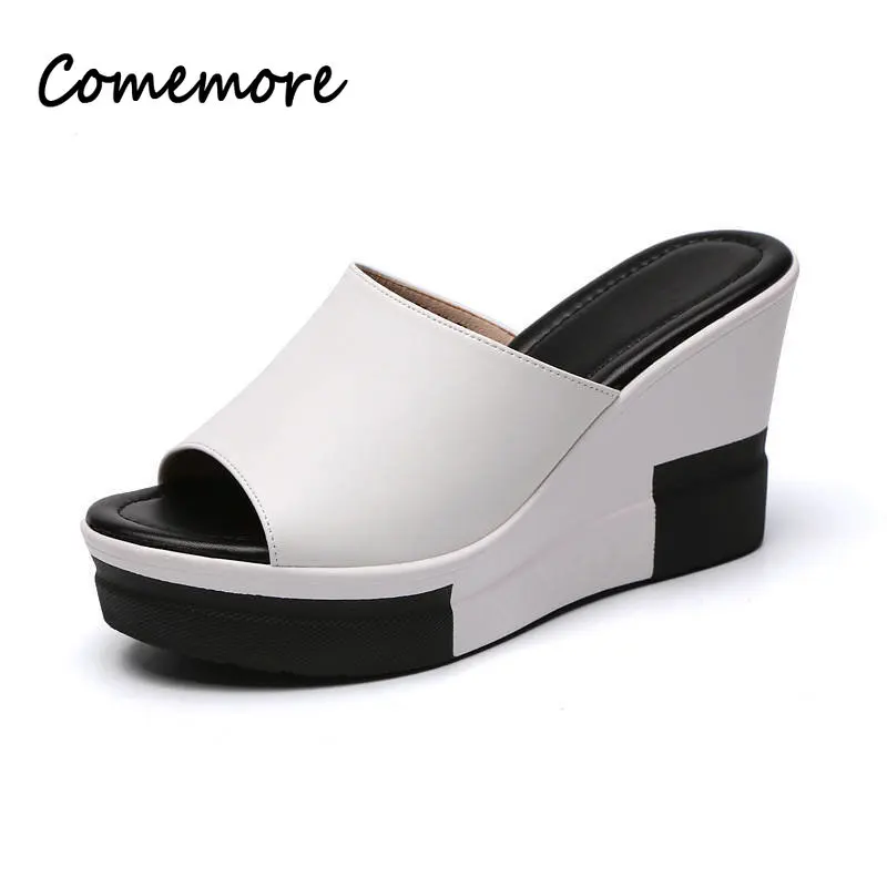 Comemore 2024 New Slides Women\'s Wedges Slippers Slip-On Shoes Woman High Heels Platform Sandals Ladies Slides Sandalias Mujer