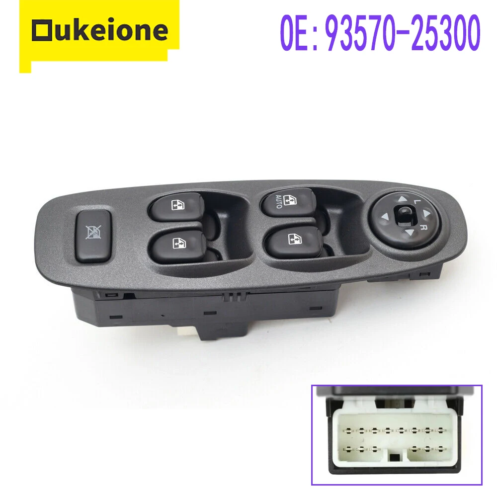 Left Driver Side Power Master Window Switch Control Button for Hyundai Accent 2002 2003 2004 2005 2006 93570-25300 9357025300