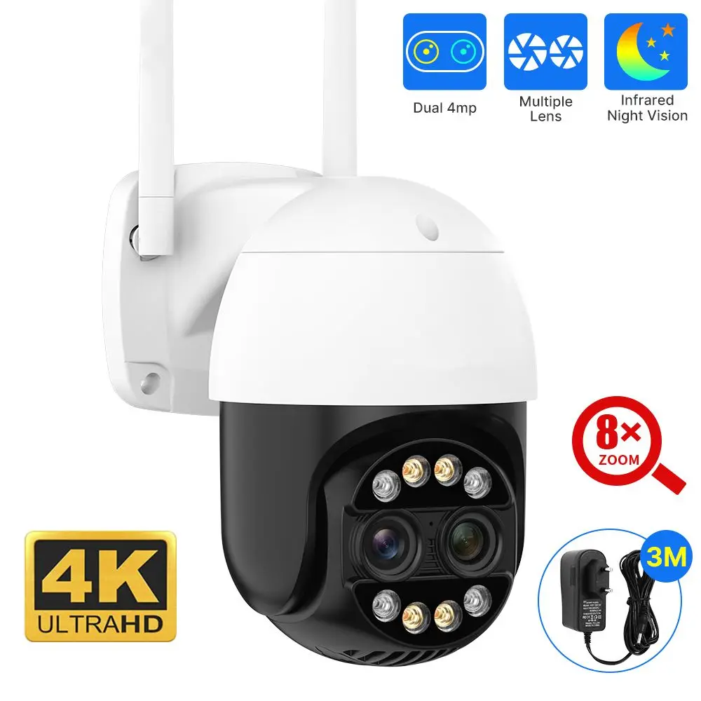 hiseeu camera ip ptz wifi dual lens camera de vigilancia por video cctv visao noturna colorida camera humana ai 4k 4mp 28 mm 12 mm zoom 8x 4mp 01