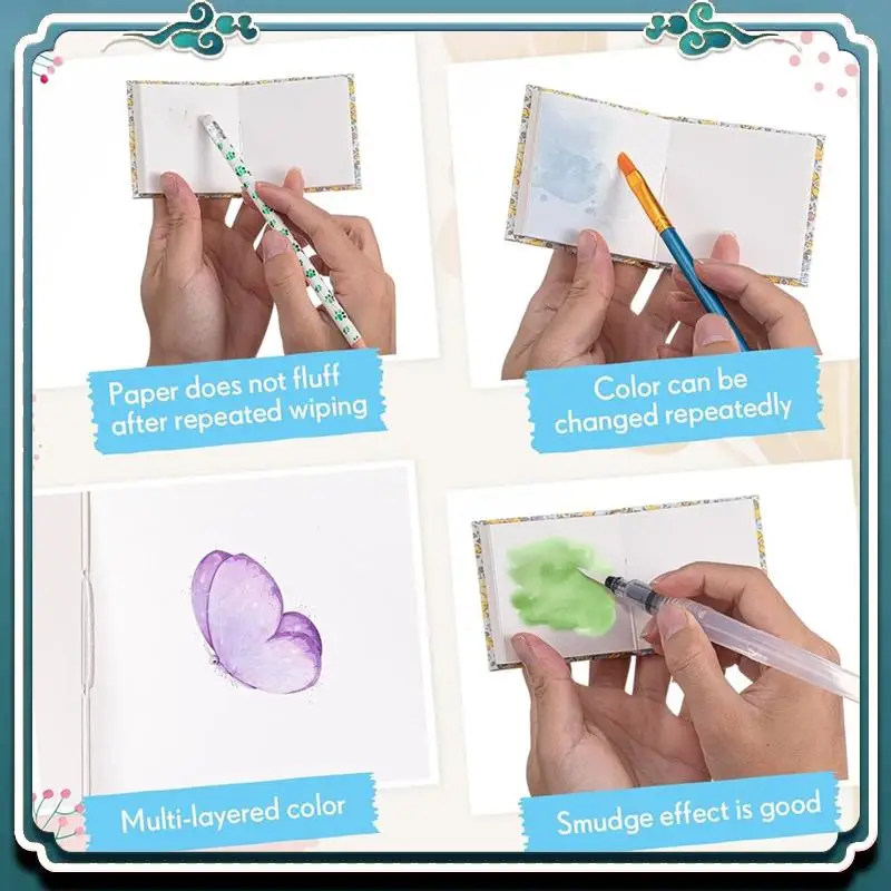 سهلة الاستخدام 3 قطعة كراسة الرسم بالألوان المائية 20 ورقة أوراق الرسم المزخرفة كتاب الألوان المائية للفنان الرسام الفن المبتدئين لوازم #3