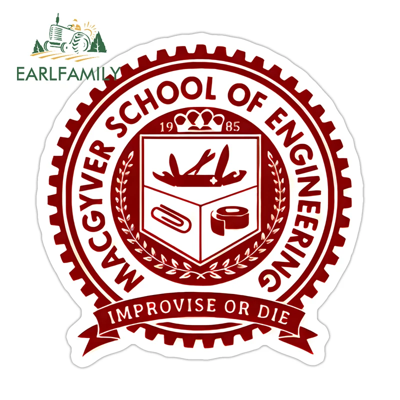 EARLFAMILY School Of Engineering Creative Car Stickers Attractive Amsuing Toolbox Computer Cooler Decal Sunscreen Vinyl Car Sign