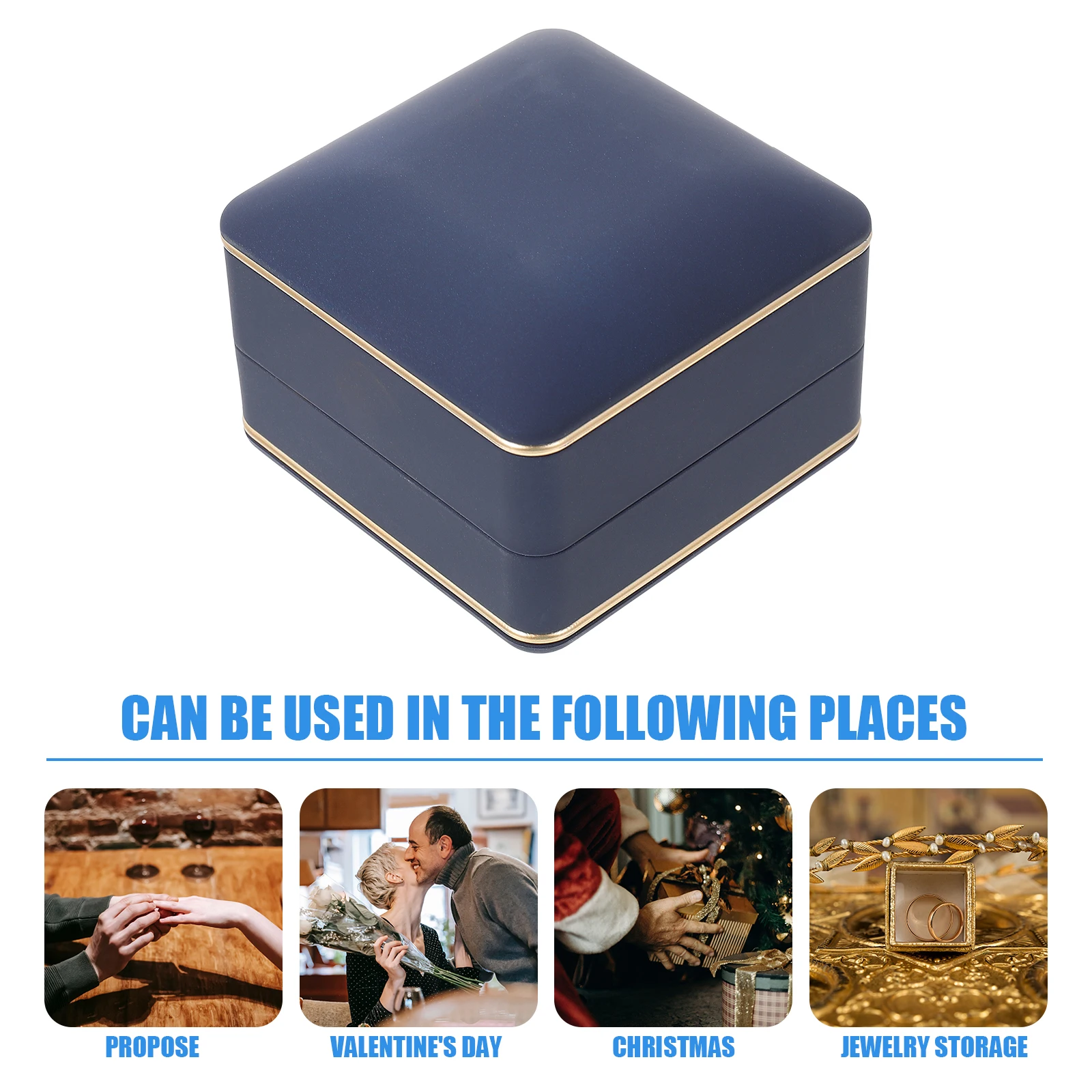 

Premium Square-Shape Led Luminous Ring Box Romantic Unique Jewelry Organizer Container For Proposal Wedding Gift Case
