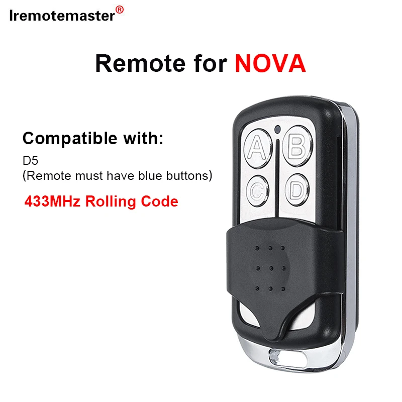 Remote Control for NOVA D5 Electric Gate 433MHz Rolling Code Garage Door Remote Control