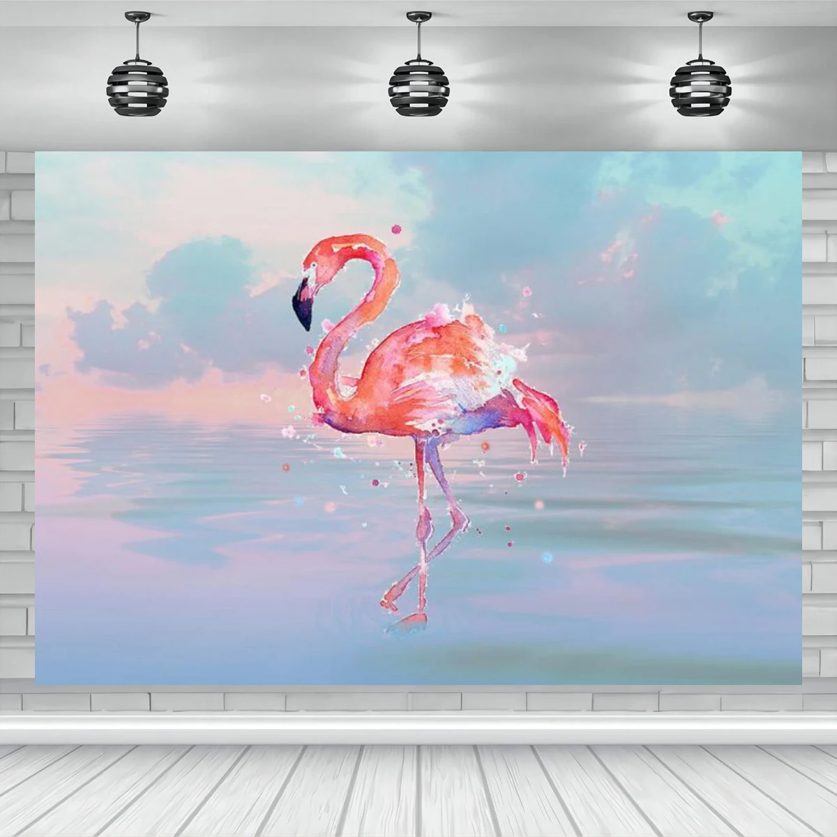 

Flamingo Backdrops Colored sky Backgrounds Birthday Party Banner Gray Plank Poster Baby Photographic Photocall Photo StudioProps