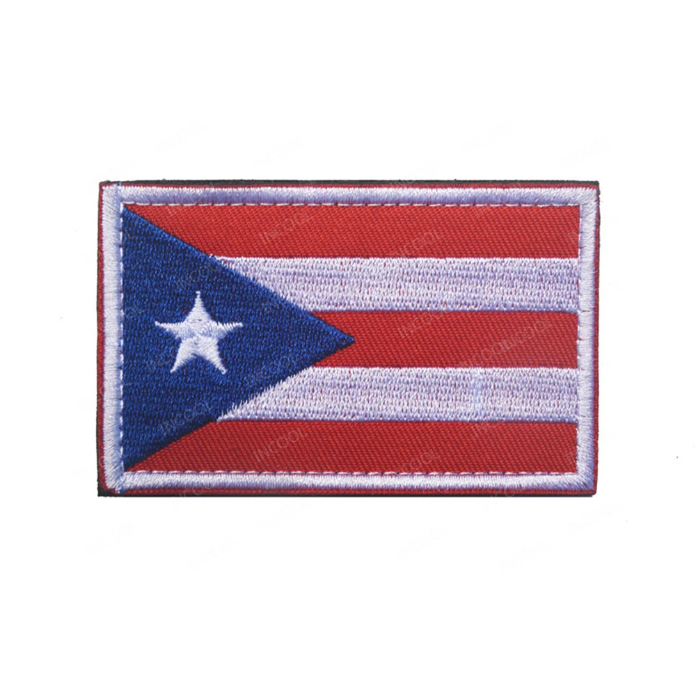 Puerto Rico Flagge Infrarot reflektierende Patches Nylon Flaggen blaue Linie Aufkleber appliziert gestickte Patches für Kleidung Hakens ch laufe