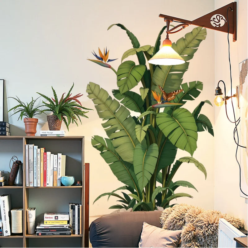 

Banana Leaf Background Wall Painting Bedroom Sofa Background Wall Plant Tree Sticker Self-Adhesive Removable