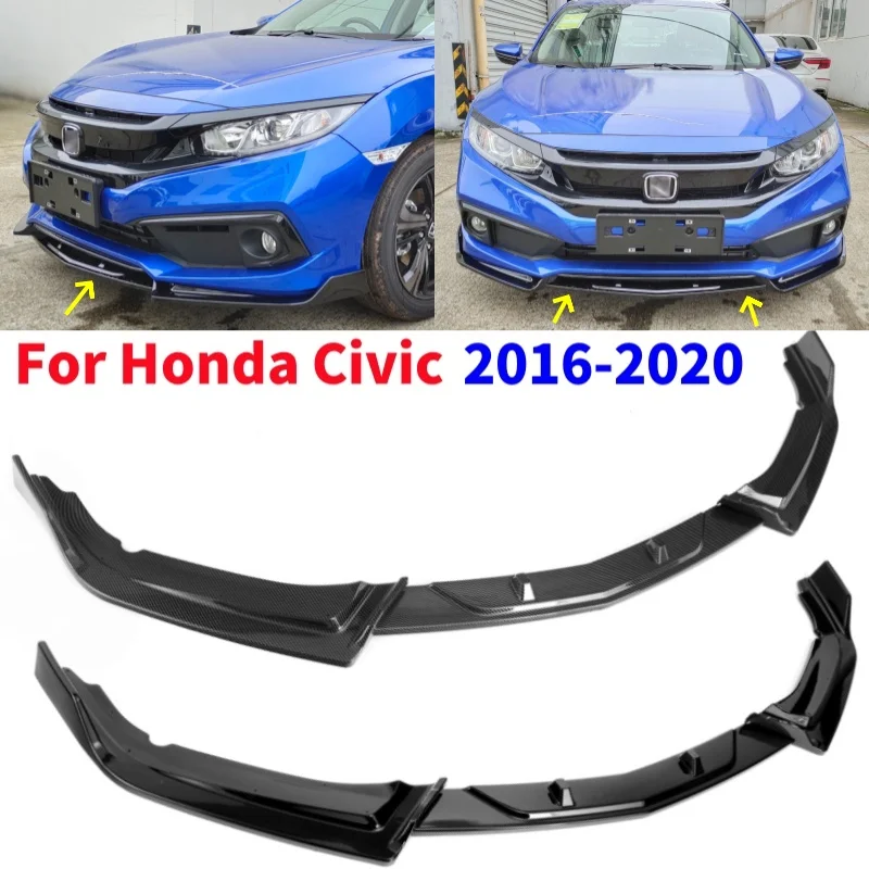 

3Pcs/set Car Front Bumper Lip Body Kit Spoiler Bumper Guard Edge Protection for Honda Civic 2016-2020