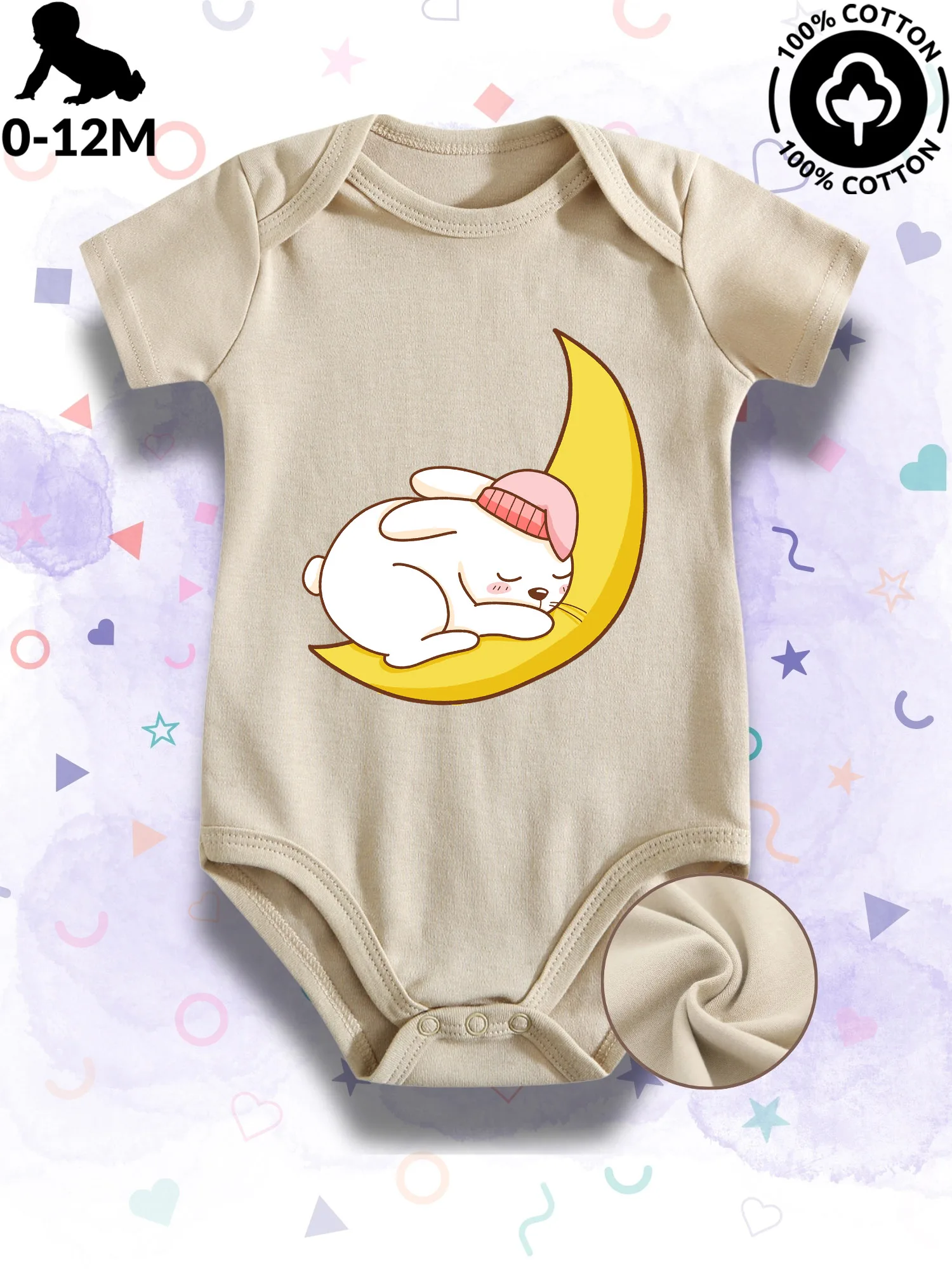 

Детский комбинезон-слип Woodland Sleeping Rabbit унисекс, 100% хлопок, мягкий, всесезонный, бежевый, 190 г/м²