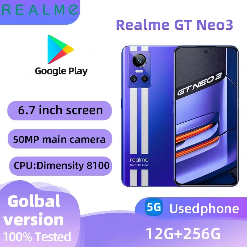 Realme   GT Neo3 Android 5G Unlocked 6.7 inch 256G All Colours in Good Condition Original used phone