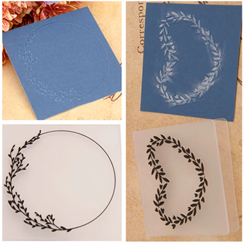 Heart Plastic Embossing Template Circle Wreath Embossed Files for Card Making Photo Album Scrapbooking Background Decor Craft