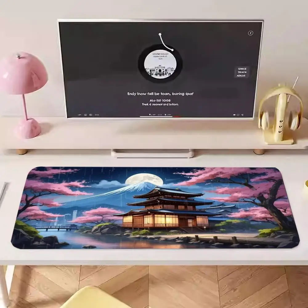 Japanese architecture cherry blossom mouse pad game e-sports desk pad manufacturer mouse pad enlarged and thickened