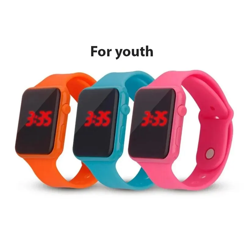 Men Women LED Silicone Band Digital Watch Gifts for Children Kids Universal Gender Sport Watch Time Display Wristwatch