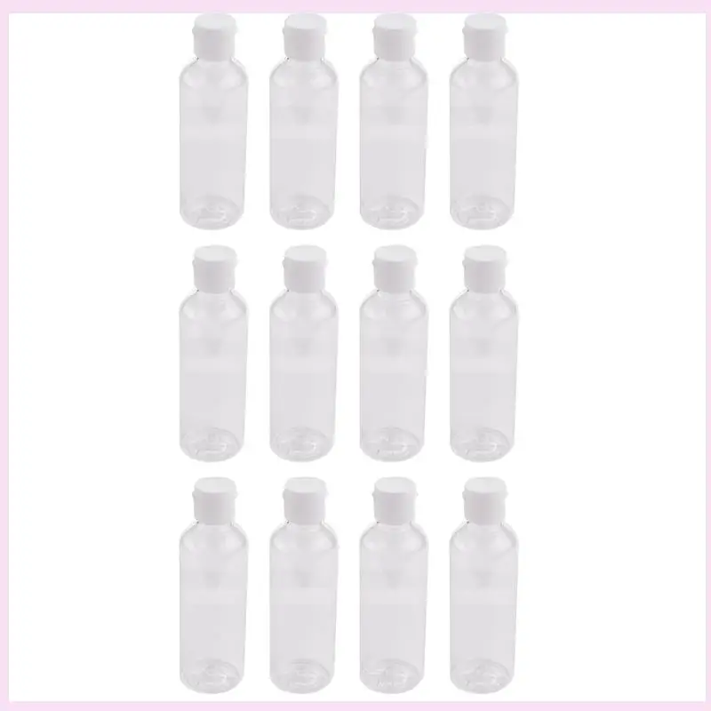 B25B 12 X 100Ml Plastic Clear Flip Bottles Travel Shampoo Lotion Cosmetic Container
