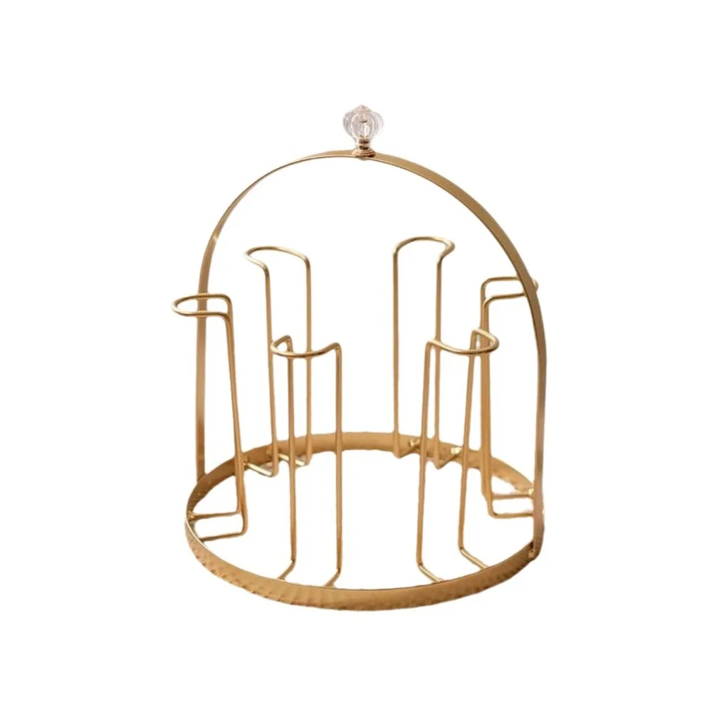 

Iron Glass Cup Storage Rack Upside Down Gold/Black Glass Cup Drain Holder Freestanding Saving Space Water Cup Drying Rack Bar