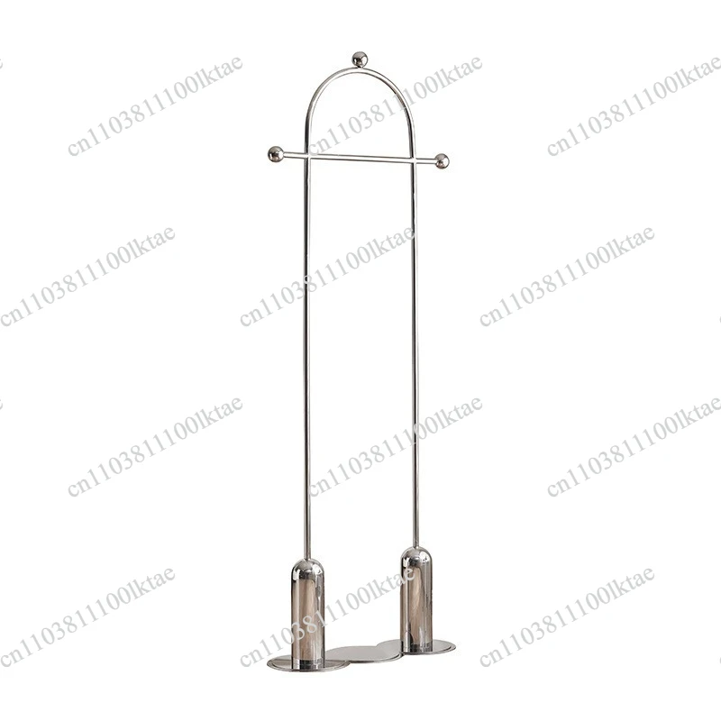 Double Pole Stainless Steel Floor Coat Rack Hanger Simple Household Bedroom Living Room Hanger