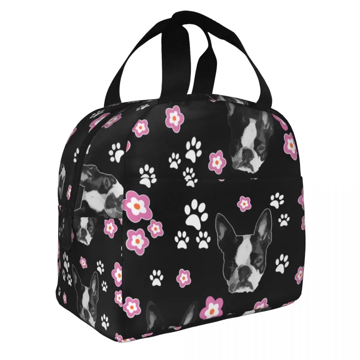 Cute Boston Terrier Dog Lunch Bags Waterproof Insulated Oxford Cooler Bag Thermal Cold Food Picnic Work Lunch Box for Women Girl