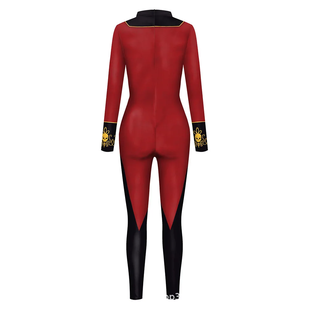 Halloween Sexy Damen Kostüm mit Digitaldruck, Karneval Bodysuit mit Reißverschluss, Party Cosplay Jumpsuit Outfit – Detail 36