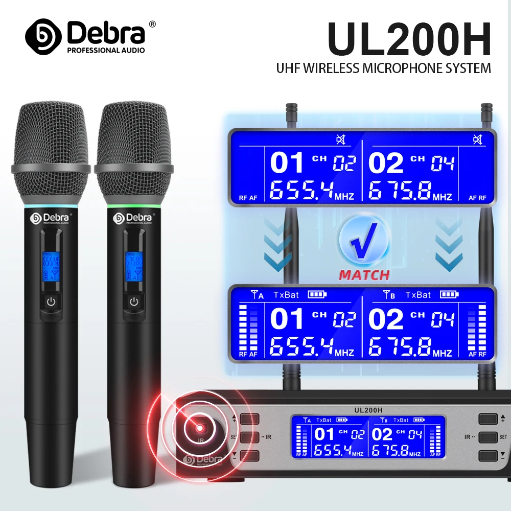 

Беспроводная микрофонная система UL-200H UHF, профессиональный беспроводной микрофон, инфракрасный противовес, для сценических выступлений