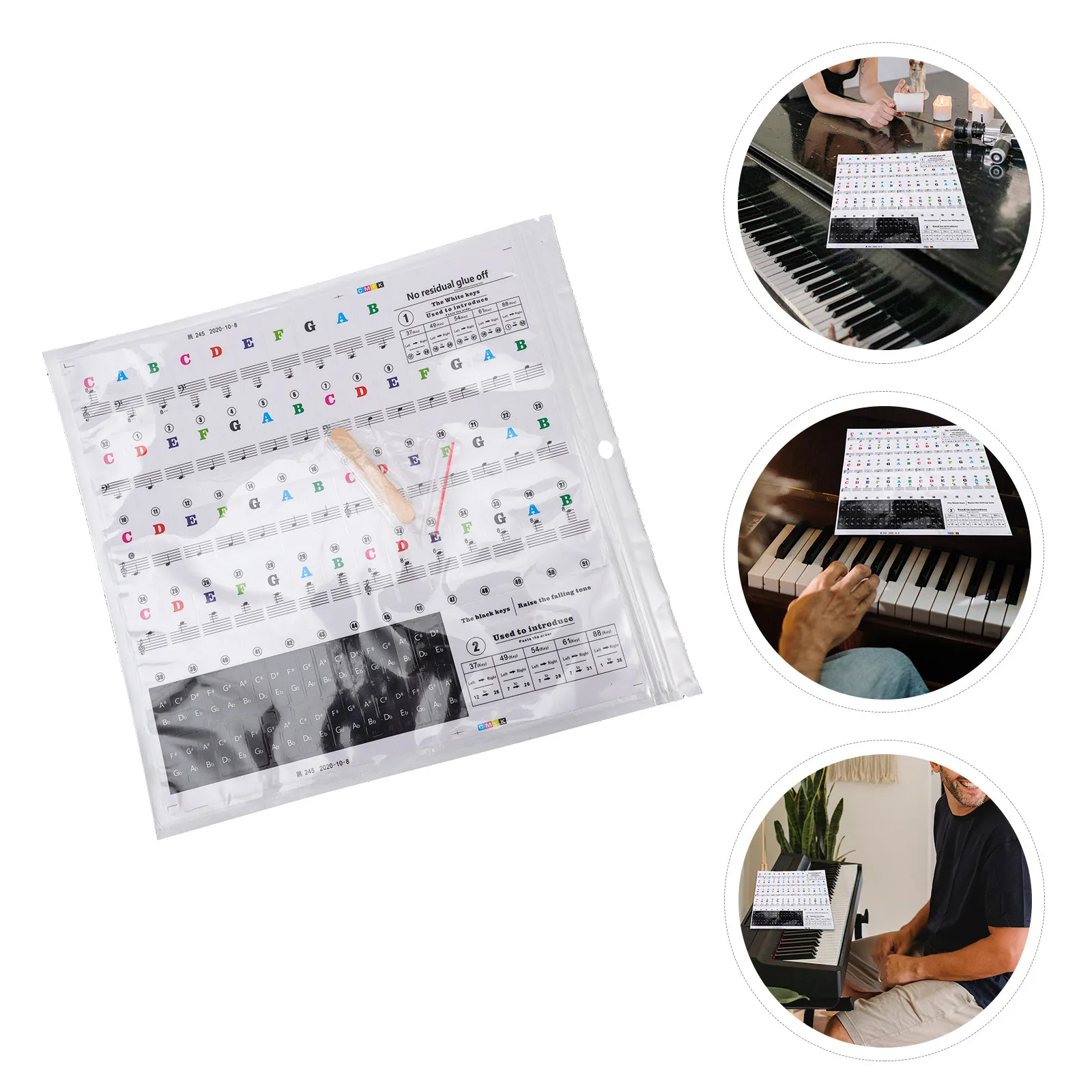 1Set Piano Keyboard Decal Stickers Multi-Function Beginner Learning Introductory Piano Accessories Suitable for Most Pianos