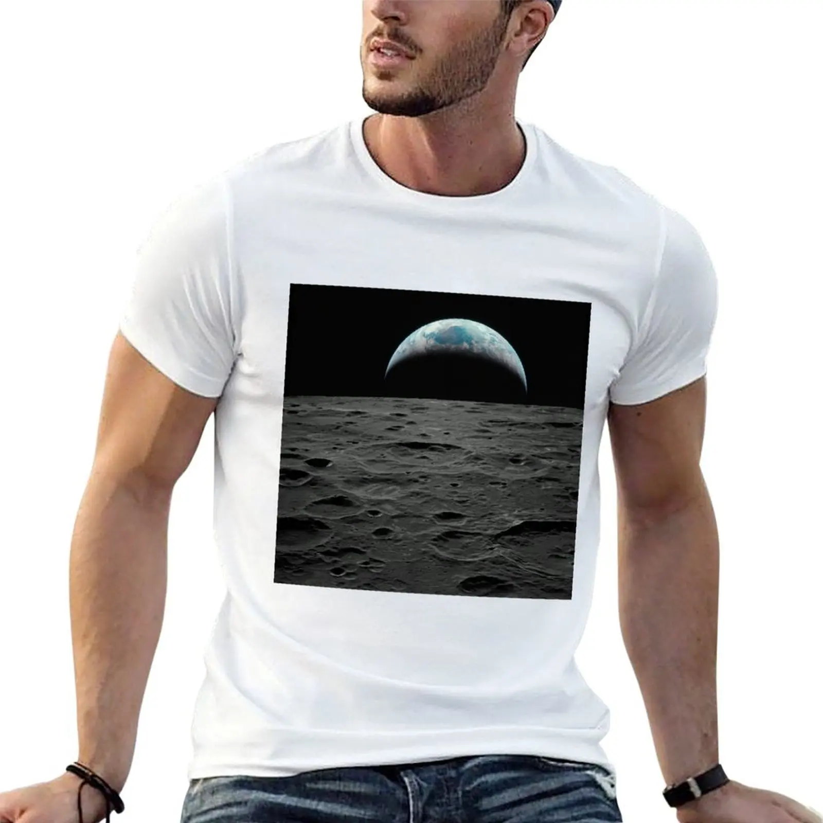 Футболка Apollo Earthrise over Moon, забавные футболки с темным юмором, хлопковые футболки высокого качества, мужские футболки из 100% хлопка
