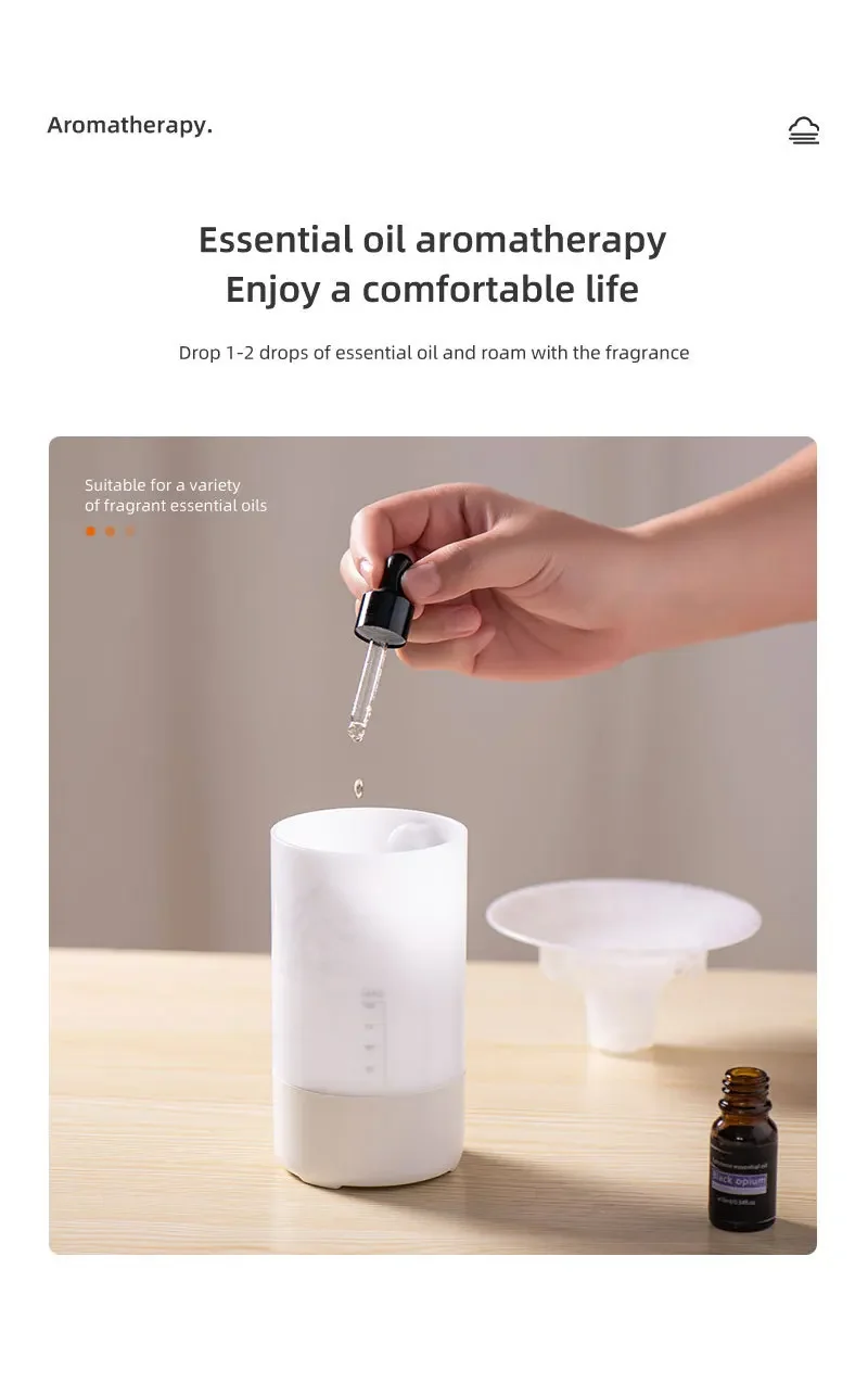 2025 ناشر رائحة بسيط سطح المكتب مرطب هواء صغير بالموجات فوق الصوتية البخاخ الروائح زيت طبيعي difusor مع ضوء RGB