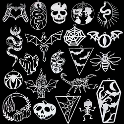 3pcs Halloween Skull Spider Pumpkin Stainless Steel Pendant Charms For Jewelry Making DIY Tassels Earrings Necklace Accessories