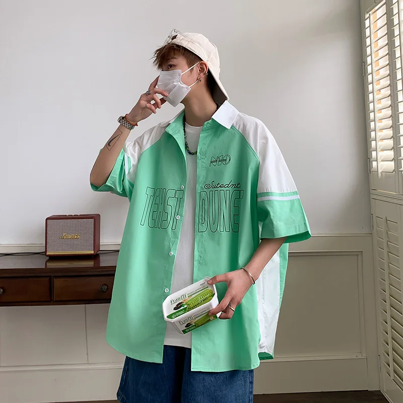 

Men's ort Sve irt Thin f Sve Summer Faion Outerwear Youth Loose Fit Button down No Iron Treaent