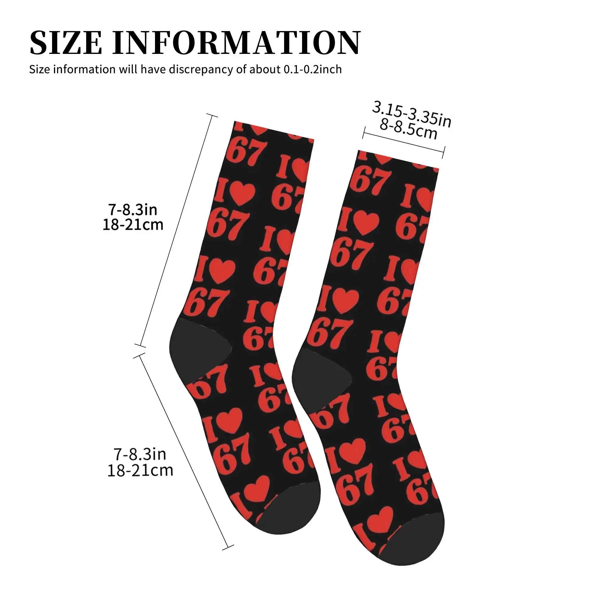 Kaos Kaki Klasik 67 Meme I Love SIX Seven Bold Red Heart Number Joke, Kaos Kaki Musim Gugur, Kaos Kaki Pria Elegan, Kaos Kaki Bersepeda Anti Selip