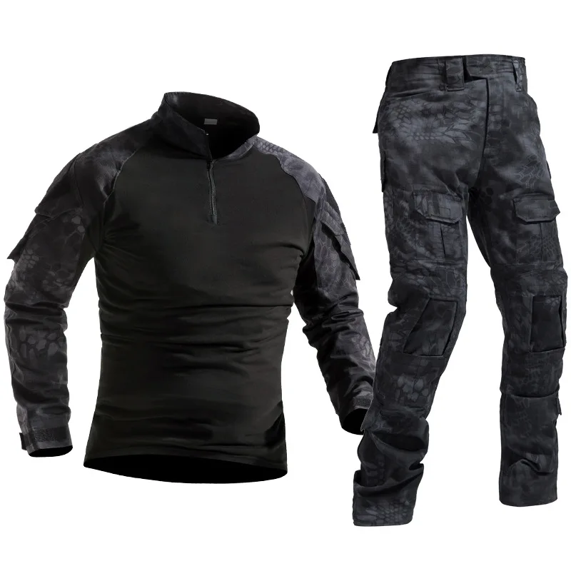 Men's outdoor hunting camouflage clothing, mountaineering camouflage hunting clothing, war robe+long pants knee pads