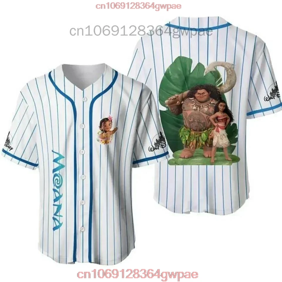 Disney Moana Princess Baseball Jersey Outdoor Sports Style Casual Jersey Men's and Women's Personalized Disney Baseball Shirt