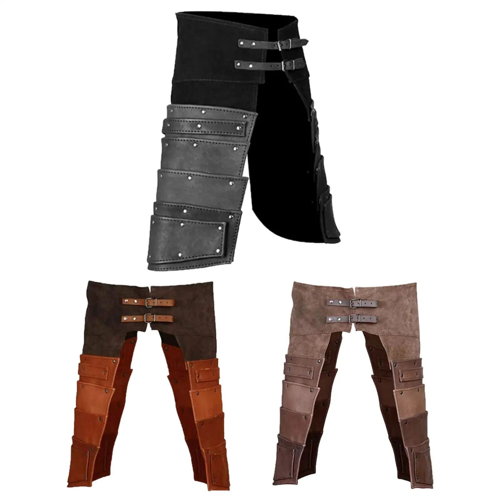 Medieval PU Leather Leg Guards Cosplay Costume Waterproof Festive Masquerade