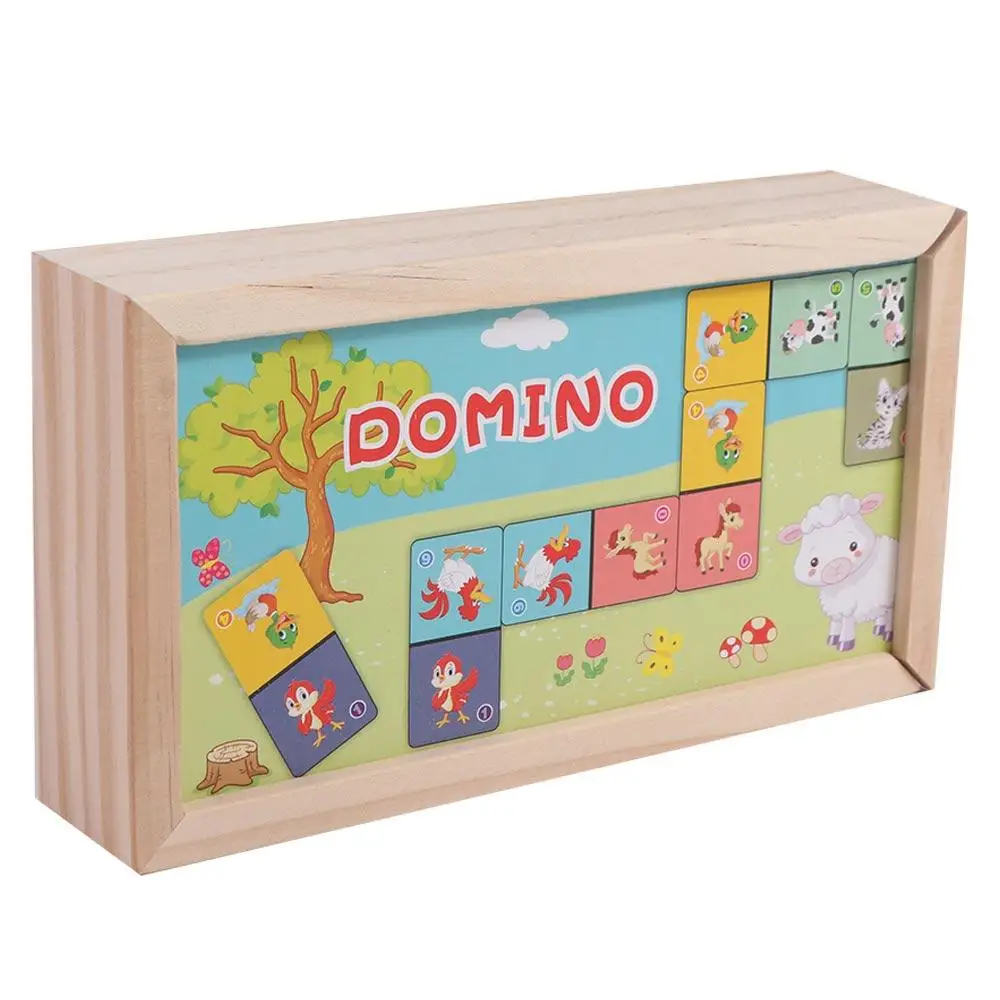 

Обучающая игрушка, набор деревянных строительных блоков домино, образовательные блоки, деревянная головоломка домино с животными, головоломка для дошкольников