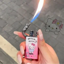 Cute Hello Kitty Kuromi Cinnamoroll Anime Cartoon Double Flame Lighter Creative personalized waterproof cigarette lighter Sanrio