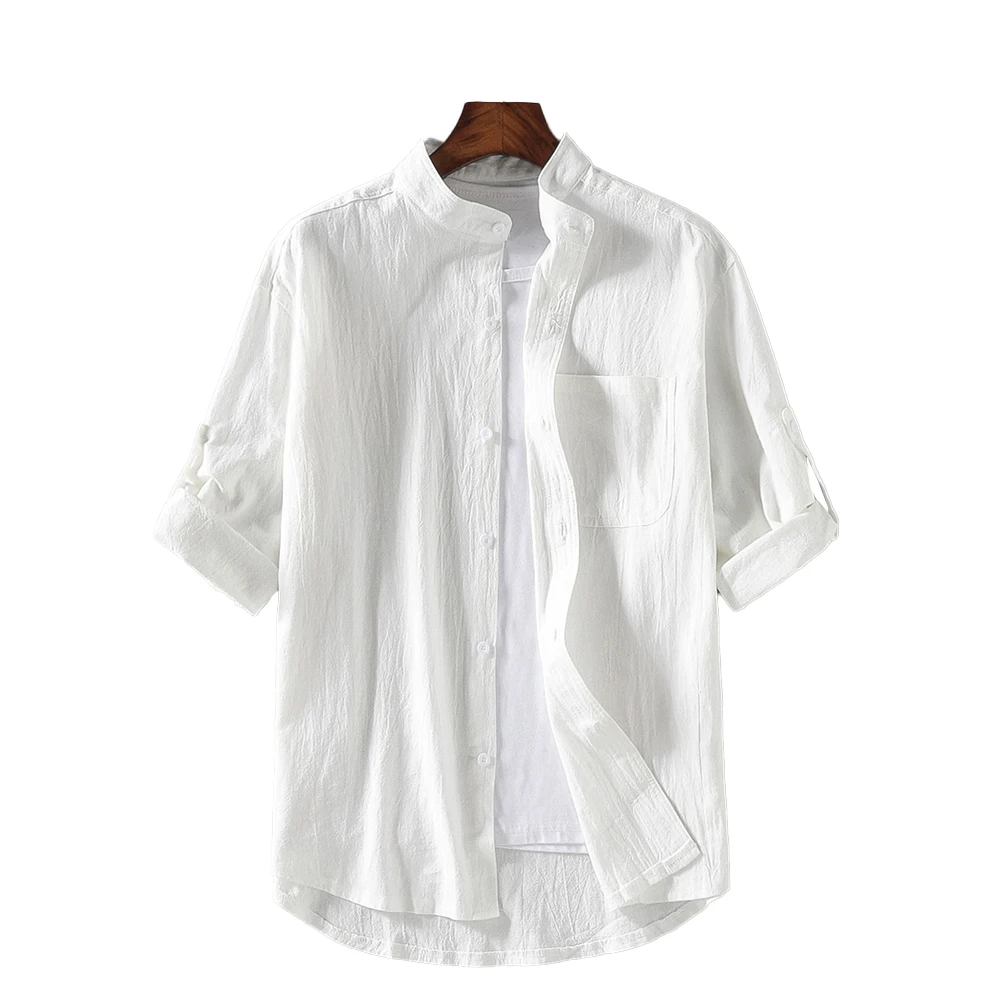 

Top Short Sleeved Shirt Beach Club Daily 1pcs Five-point Sleeve Lapel M-5XL Stand Collar Men Male Comfy Fashion