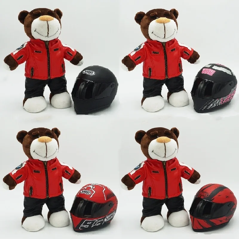 

Kawaii 16cm Helmet and 30cm Teddy Bear Motorcycle Decoration Cute Anime Filled Soft Plush Toys as Gifts for Friends
