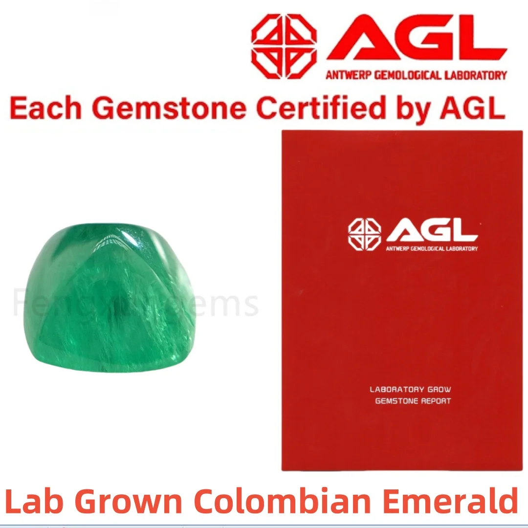 Lab Grown Columbia Emerald Suger-Loaf Cut Muzo Green Skillfully Hand Cutting With AGL Certificate For Earring Ring Bracelet Make