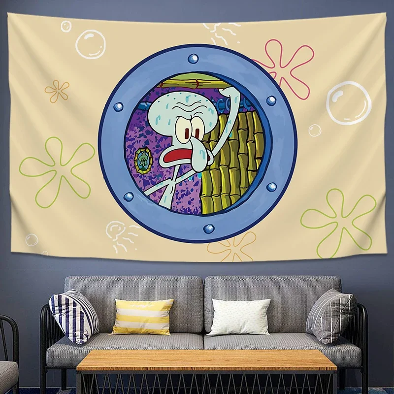 SpongeBob SquarePants Cartoon Decorative  Bedroom DecorativeTapestry room decor aesthetic wallclothTapestry Living Room Tapestry