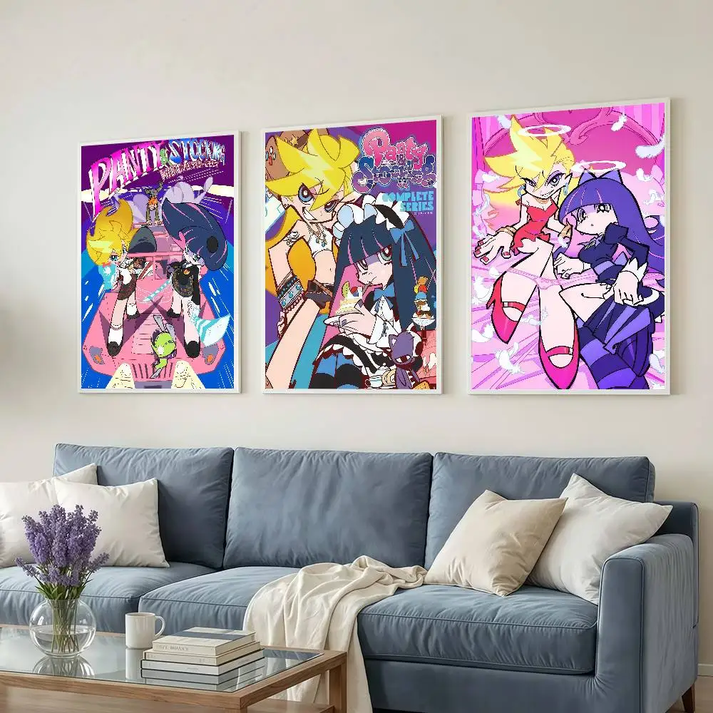 Pôsteres de desenhos animados de Panty & Stocking com cinto de ligas, decorações de parede para quartos de dormitório, quarto e sala de estar, presente