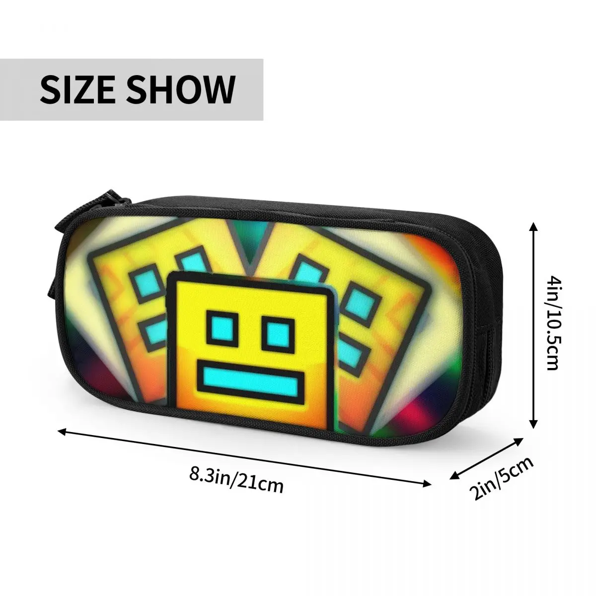 Video Game Geometry Dash Pencil Cases for Student School Pen Box Pencil Bag Large Storage Pencil Pouch