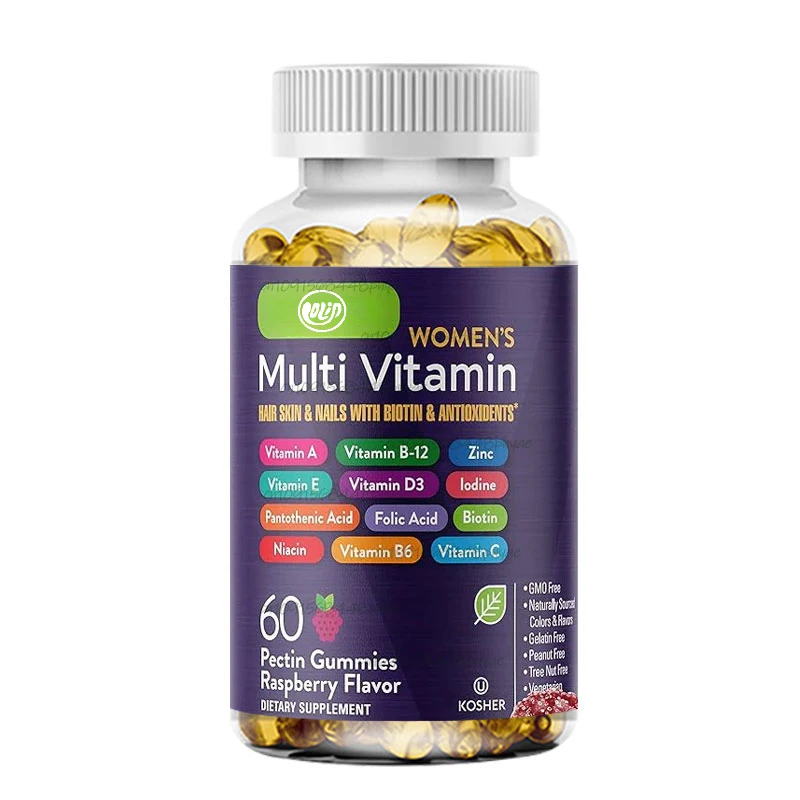 Vrouwengummies-12-in-1 vitamine- en minerale supplementen - met vitamine AC, D3, E, B6, B12, foliumzuur, biotine, calcium, zink,niacin