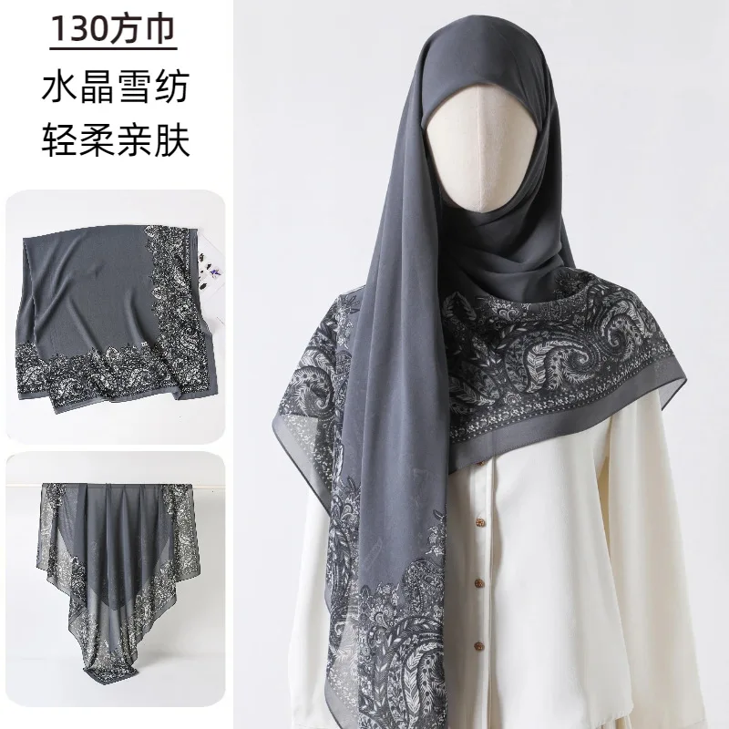أنثى الشيفون الحجاب أزياء مسلم واقية من الشمس تنوعا وشاح رباعي شال طويل التفاف وشاح اليد