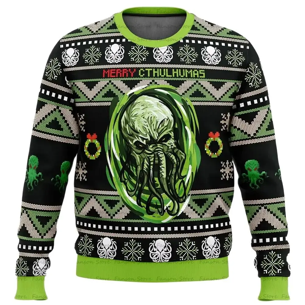 سحب من Noël مرح Cthulhumas Cthulhu pour ommes et femmes, sweat à capuche Cartoon, سحب زوجين, أنيمي, nouvelle mod