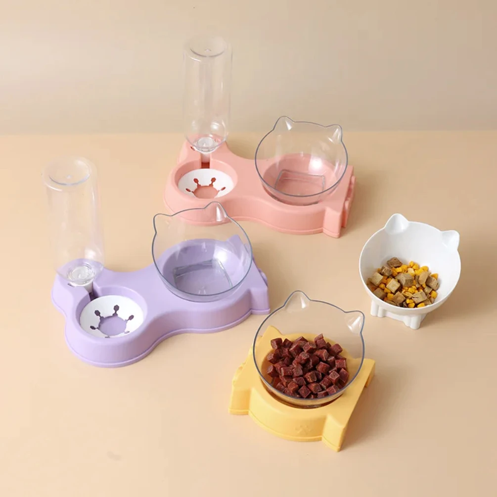 

Pet dog and cat food bowl automatic feeder all-in-one dog and cat food bowl and drinking fountain drinking bowl