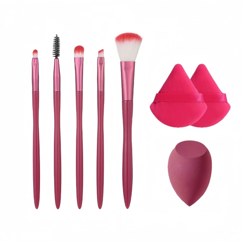 Professional Makeup Brush Kit 8 Pieces Including Foundation Blender and Powder Fan Sponge for Cosmetics