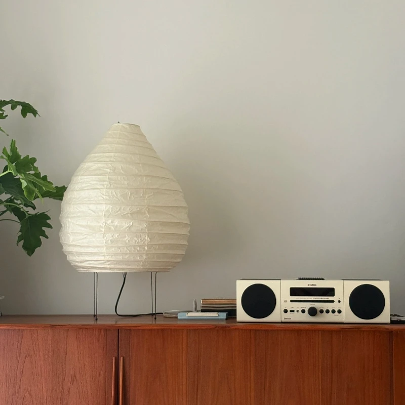 اليابانية Akari Noguchi الأرز ورقة مصباح أرضي LED وابي سابي الفن الرجعية مصمم نصف القمر ضوء ديكور المنزل غرفة نوم المعيشة السرير #4