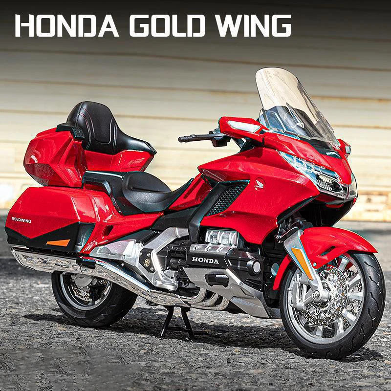 

1:9 Honda Gold Wing Tour GL1800 Литая под давлением модель мотоцикла из сплава, коллекция автомобилей, звук и свет, внедорожный автоцикл, игрушечный автомобиль