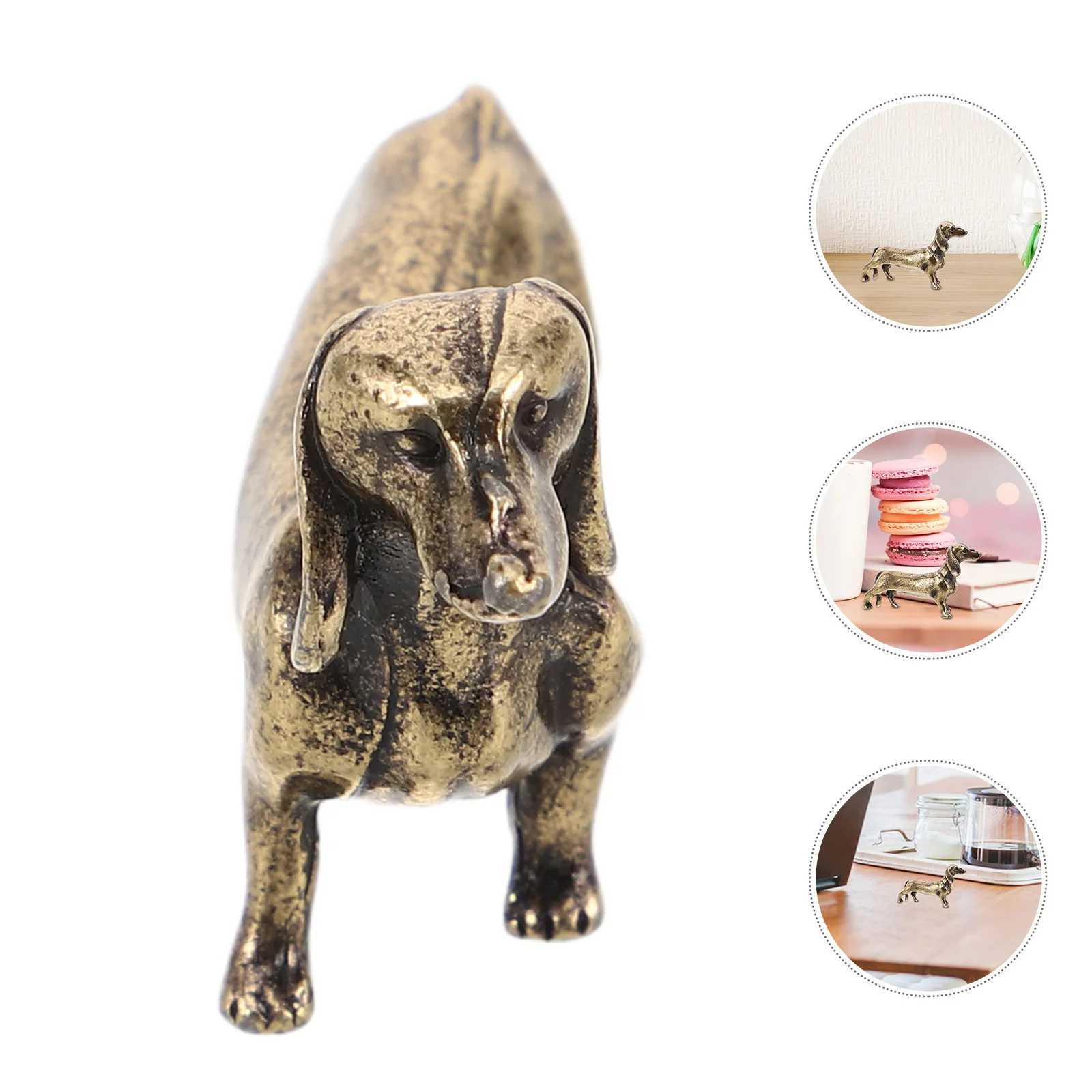 

2Pcs Golden Metal Dog Statue Compact Design Sophisticated Craftsmanship for Home Office Decor Desk Tabletop Ornament Vintage