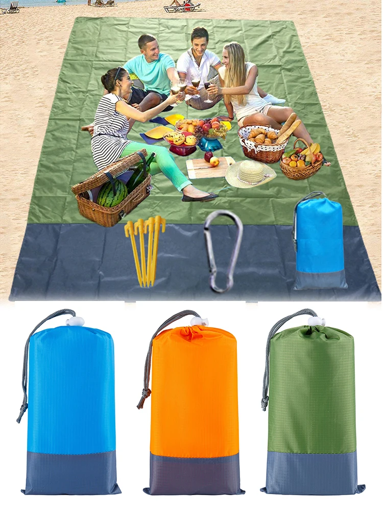 Beach Blanket Anti-Tear 200X210cm Waterproof Beach Mat Lightweight Picnic Blanket For Travel Hiking Sports Outdoor Party